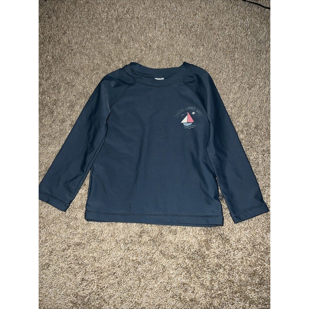 Modern Moments by Gerber Kids 2T Gray Long Sleeve Rash Guard Swim Shirt